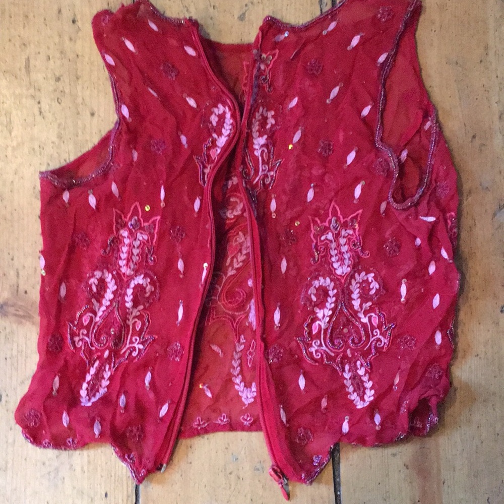 Beaded paisley sheer camisole with zipper